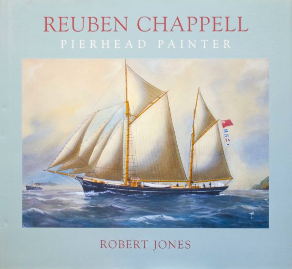light blue front cover of book with painting of ship with sails