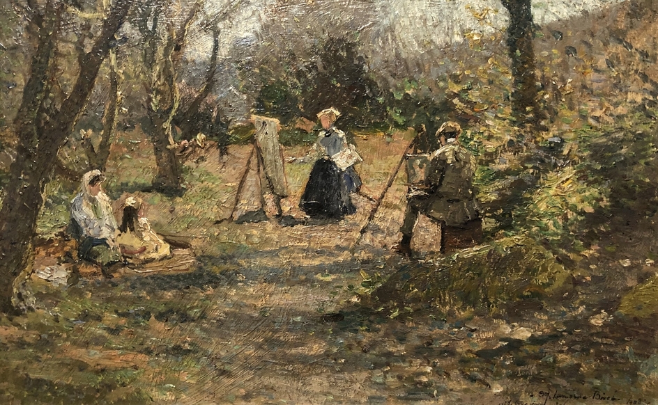 Birch, Samuel John Lamorna, 1869-1955; Artists Painting in a Wood