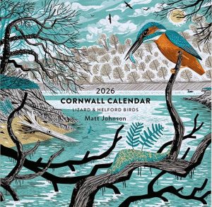 Front cover of Matt Johnson 2026 calendar with digital artwork of bird with water behind
