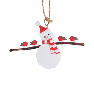 Snowman & Robins Christmas Hanging