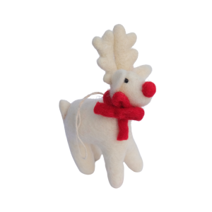 Handmade Felt White Reindeer Christmas Hanging