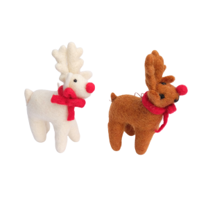 Handmade Felt Brown Reindeer Christmas Hanging