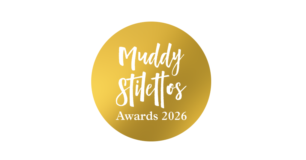 White background with a gold circle in the middle saying Muddy Stilettos Awards 2026.